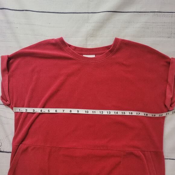 J. Jill	Size MP Terry Cloth Light Red Sheath Dress with Pockets Short Sleeve - Picture 6 of 10